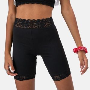 Lace Trim Black Bike Shorts Size M